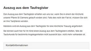 Formular Taufregister